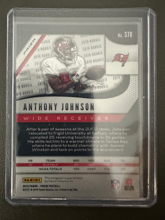 2019 Panini Prizm Anthony Johnson Silver Prizm Rookie Auto RC #370 Buccaneers