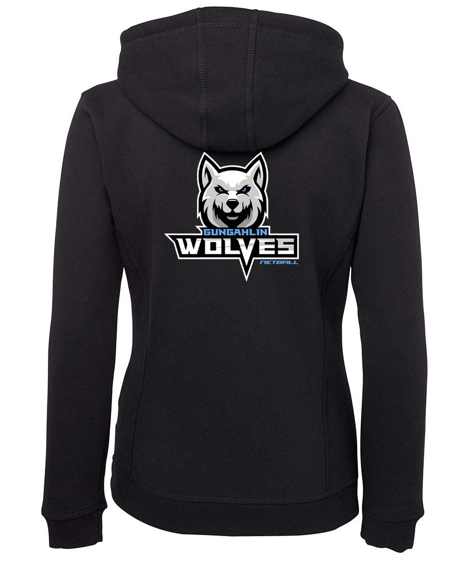 GUNGAHLIN WOLVES Ladies Zipped Hoodie Netball