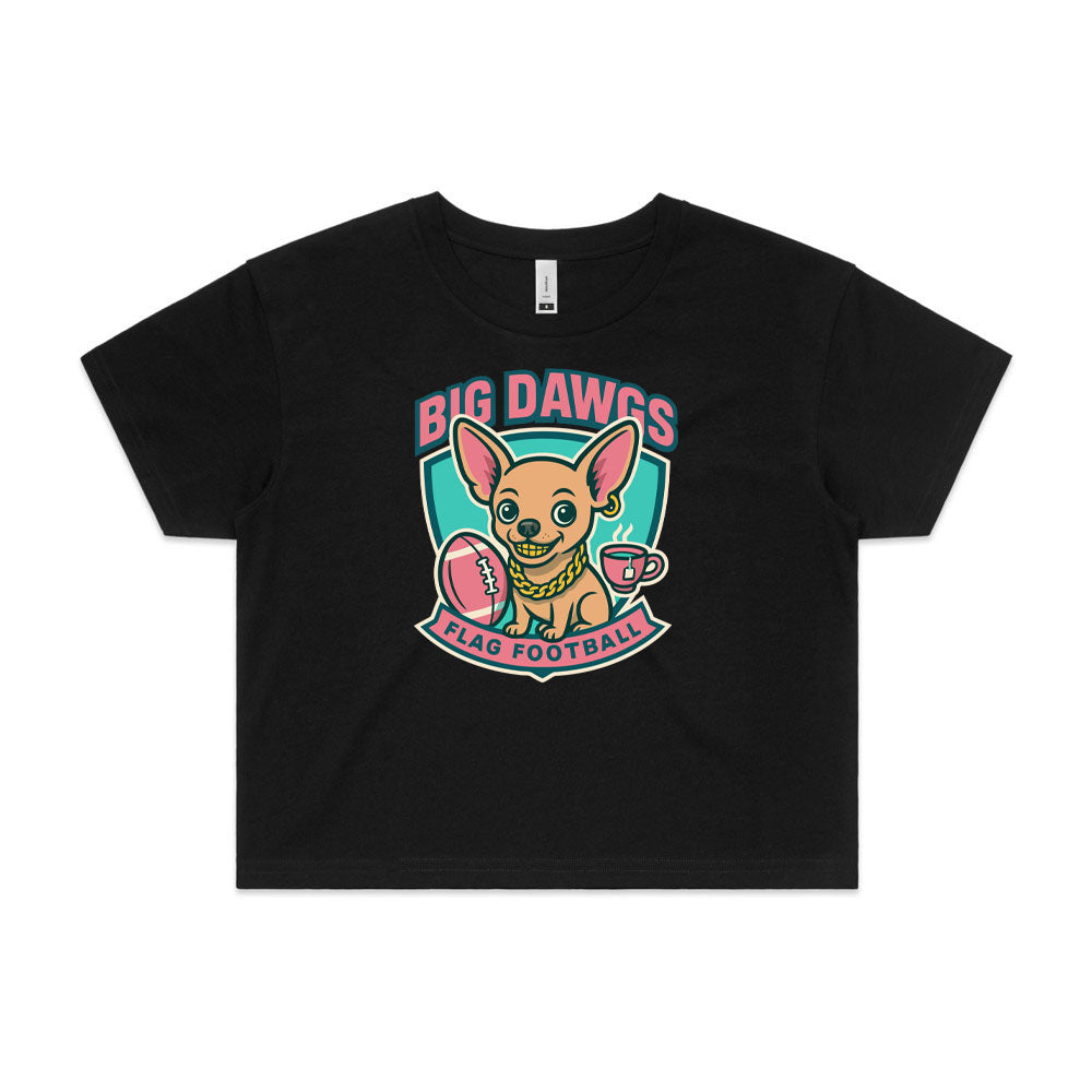 Big Dawgs flag football women's crop top
