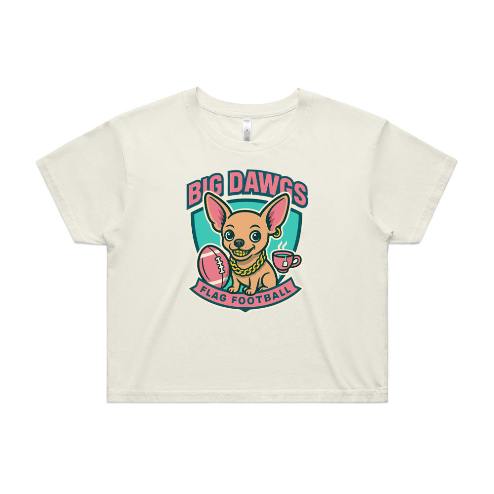 Big Dawgs flag football women's crop top