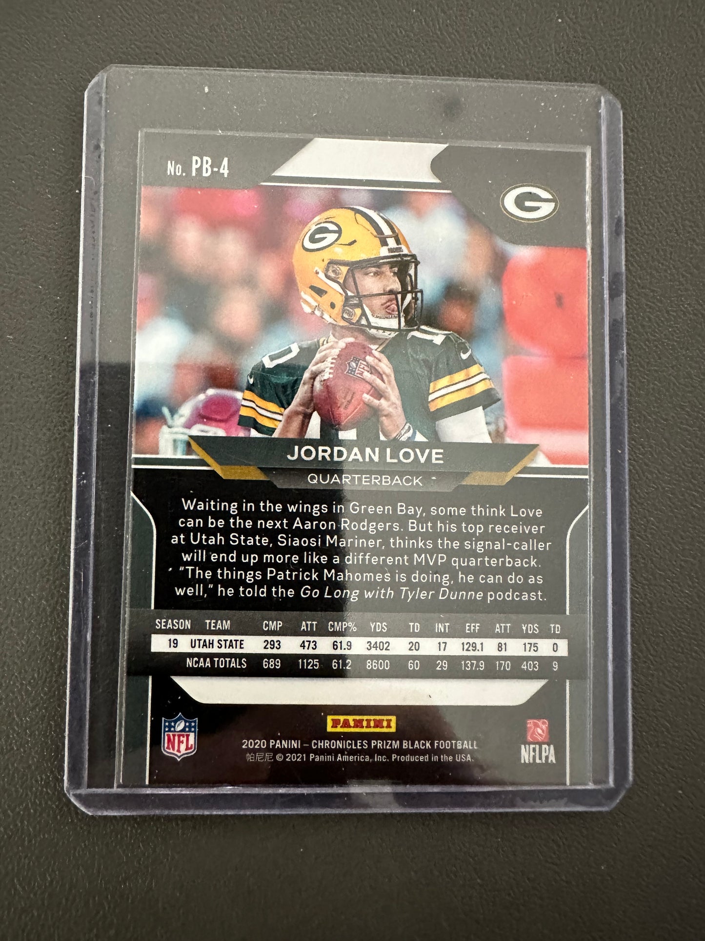 2020 Panini Chronicles Jordan Love Prizm Black RC #PB-4 PACKERS