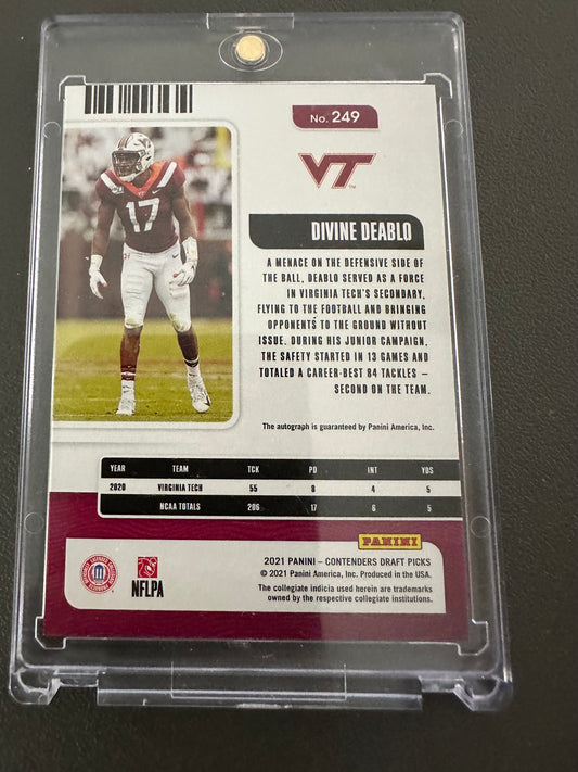 2021 Panini Contenders Draft Picks College Ticket Divine Deablo Rookie Auto RC