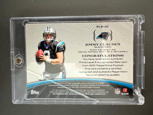 2010 Topps Prime Jimmy Clausen Prime Level 5 Auto Relic 023/150 PL5-JC