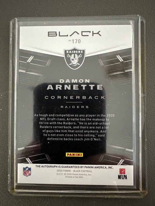 2020 Black RC #170 Damon Arnette RC Auto 70/199 Las Vegas RAIDERS