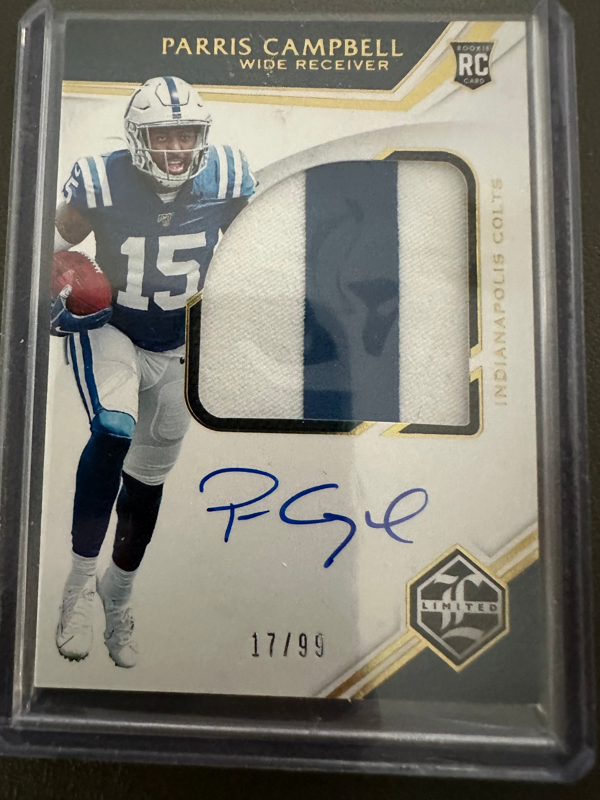 2019 Limited Parris Campbell Rookie Patch Auto # 07/99 RPA SP #157 RC Indy Colts