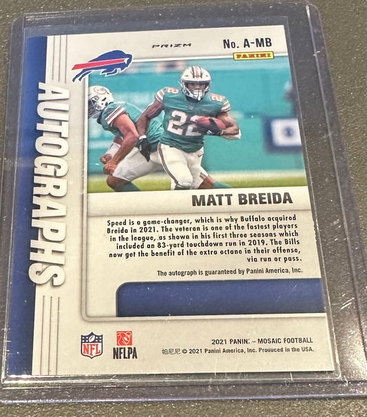 2021 Panini Mosaic Autographs Prizm #A-MB Matt Breida Dolphins