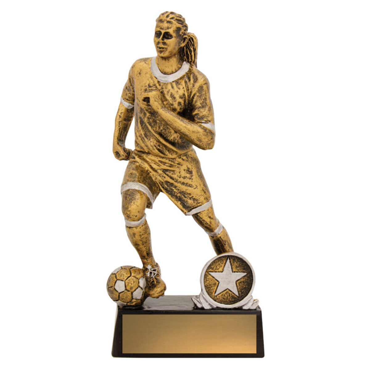 Football Action Female Trophy Antique Gold 3 sizes