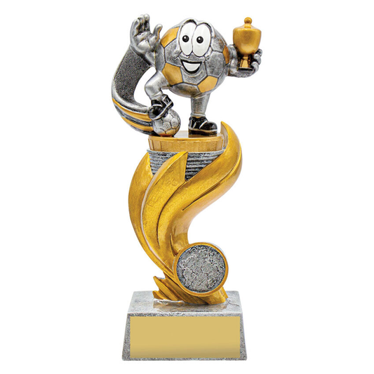 Football Character Flame Trophy Antique Silver 3 sizes