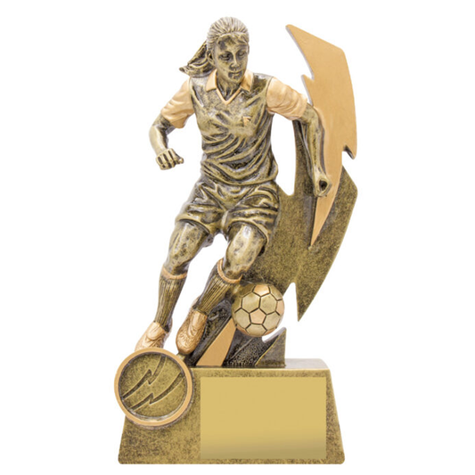 Football Shazam Female Trophy Antique Gold 5 Sizes