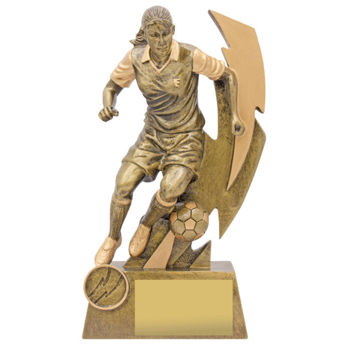 Football Shazam Female Trophy Antique Gold 5 Sizes