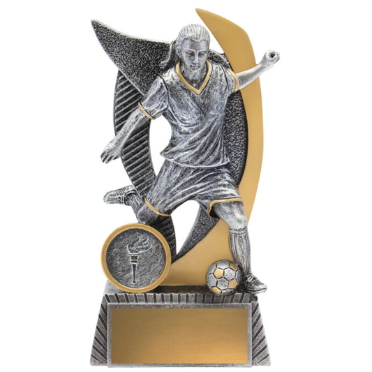 Football Warrior Female Trophy Antique Silver 4 Sizes