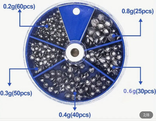 AS Performance Fishing Shot Weights – 205pcs Lead Split Shot Sinkers (5 Sizes)