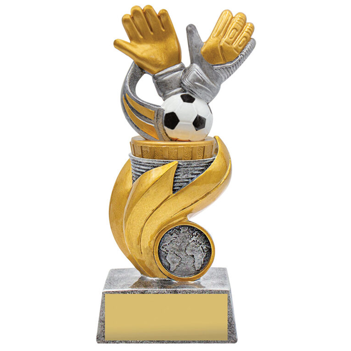 Goalie Flame Trophy Antique Silver 3 Sizes