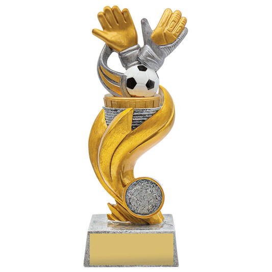 Goalie Flame Trophy Antique Silver 3 Sizes
