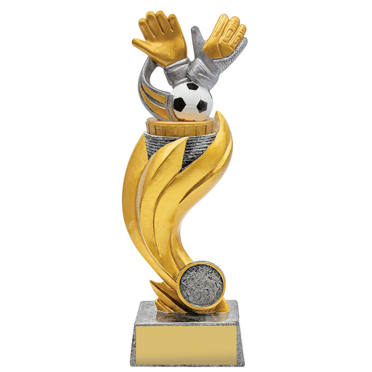 Goalie Flame Trophy Antique Silver 3 Sizes