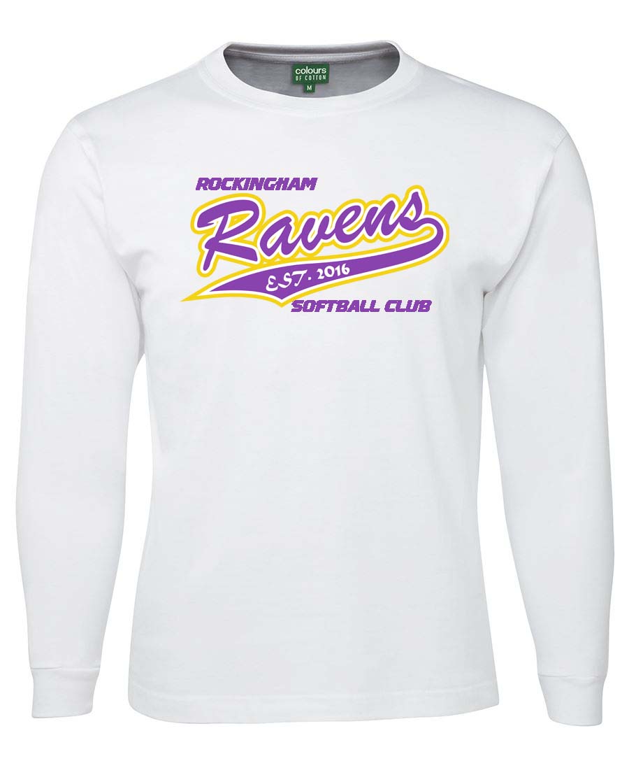 Rockingham Ravens Softball text logo Long Sleeved T-Shirt