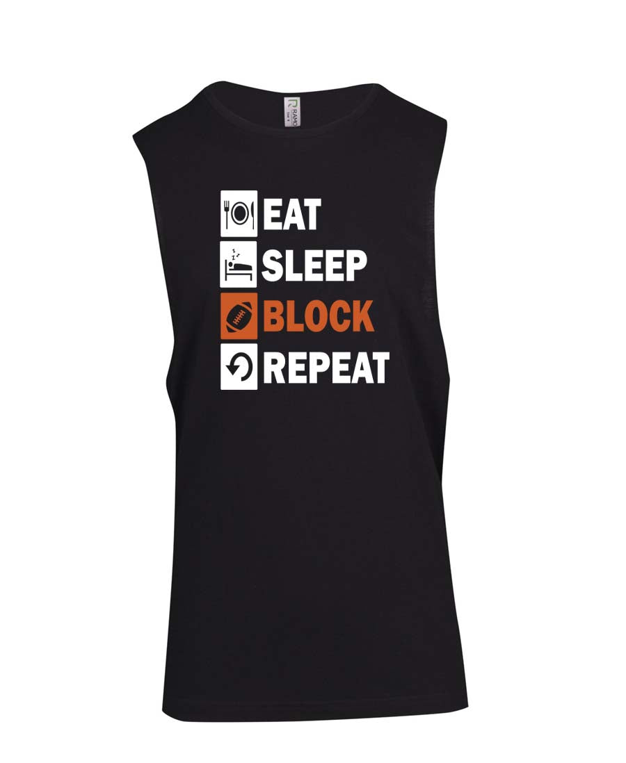 Eat Sleep Block Repeat Muscle Shirt