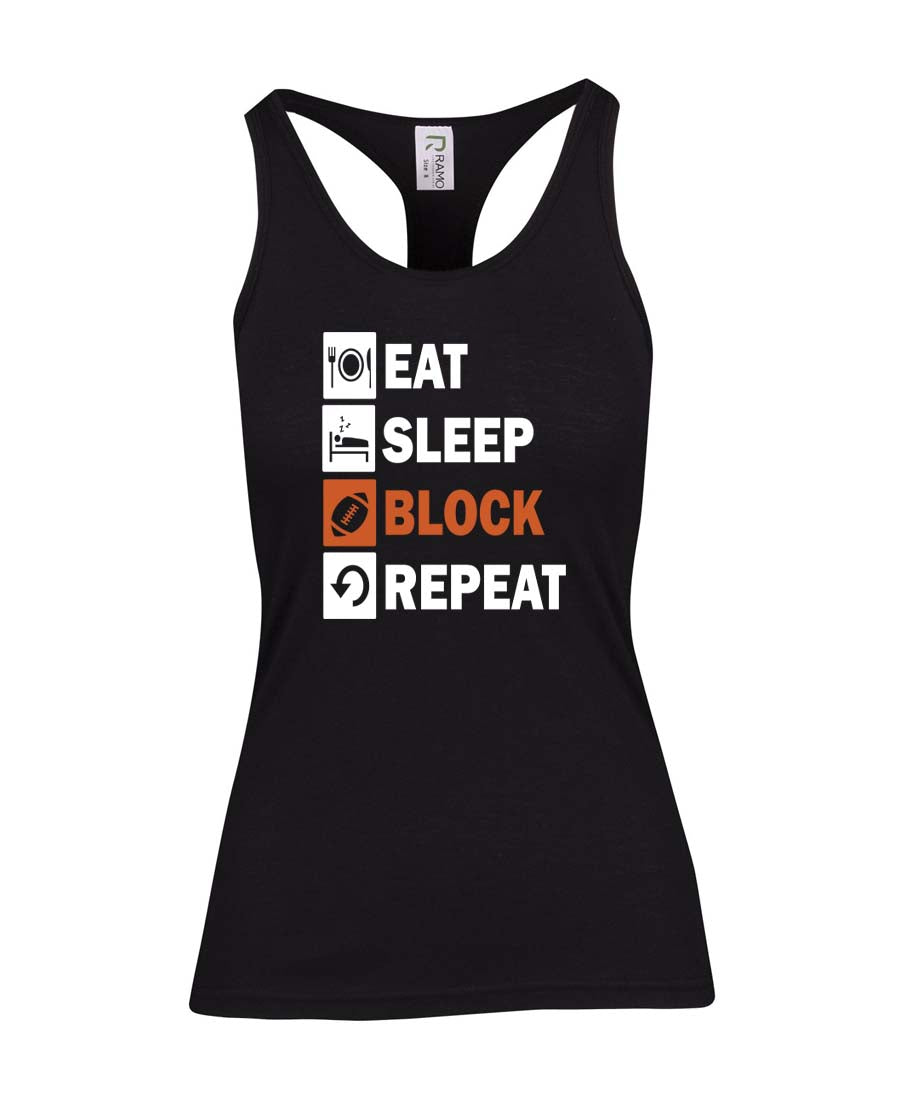 Eat Sleep Block Repeat Ladies T-Back Top