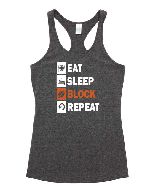 Eat Sleep Block Repeat Ladies T-Back Top