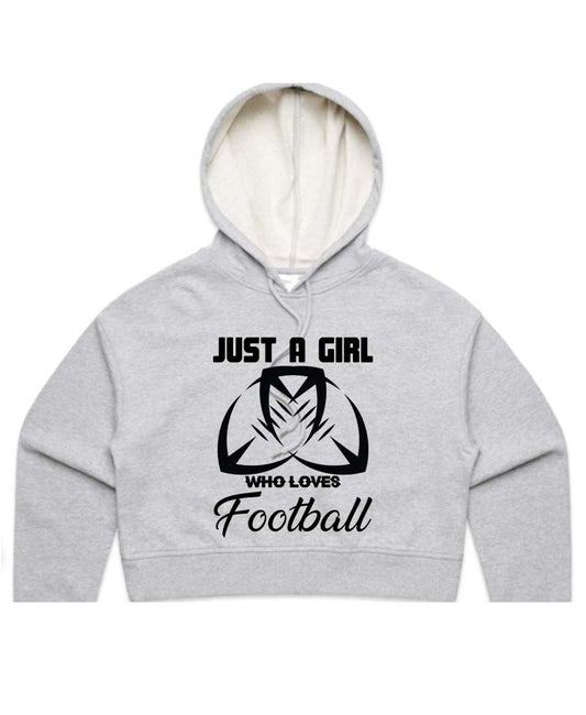Just a girl who loves Football Ladies Cropped Hoodie