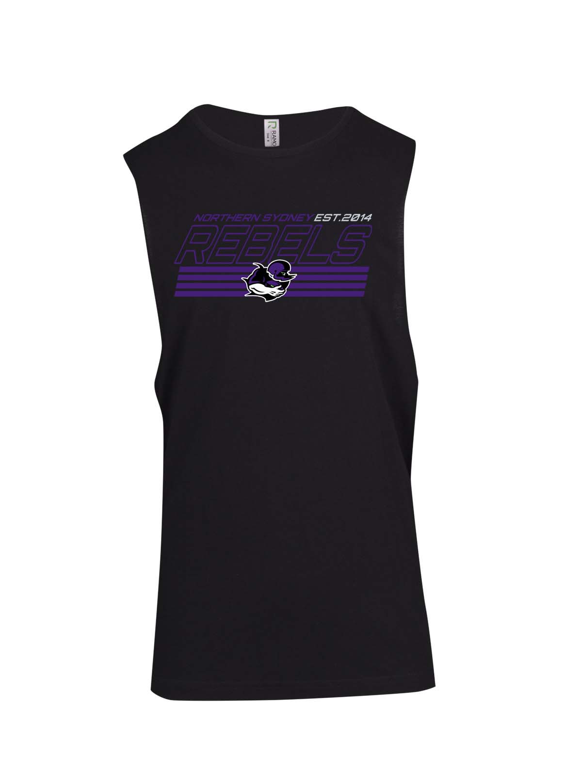 Rebels Striped Logo Ladies Muscle T