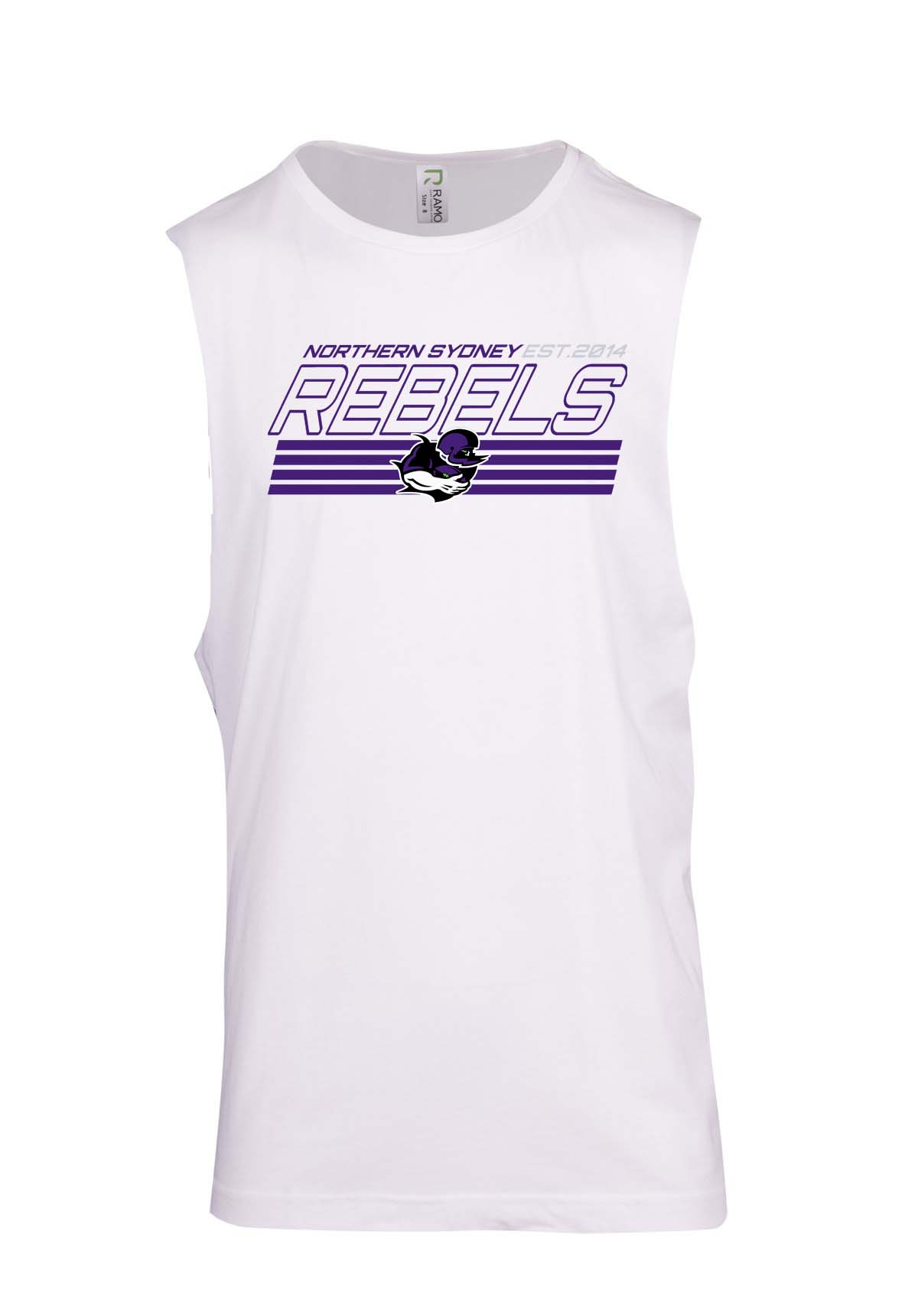 Rebels Striped Logo Ladies Muscle T