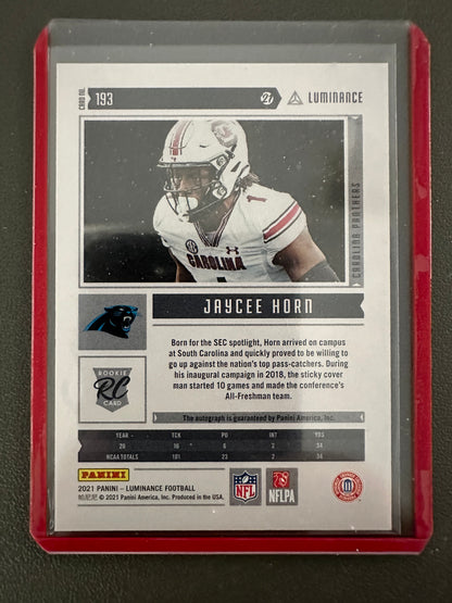 2021 Panini Luminance Jaycee Horn Rookie Auto Panthers 20/100
