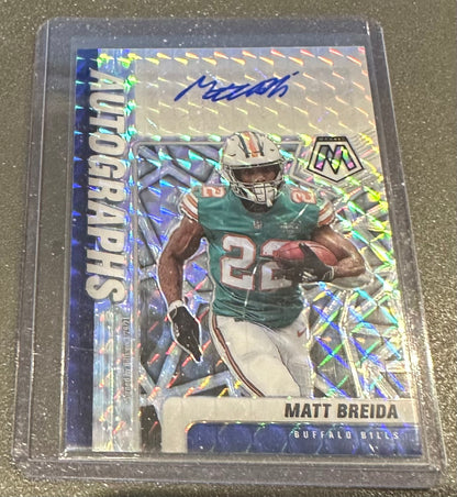 2021 Panini Mosaic Autographs Prizm #A-MB Matt Breida Dolphins