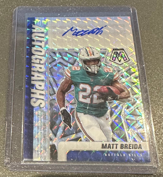2021 Panini Mosaic Autographs Prizm #A-MB Matt Breida Dolphins