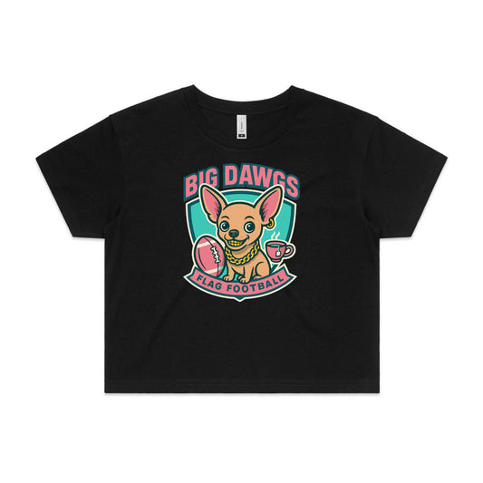 Big Dawgs flag football women's crop top