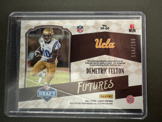 2021 Panini Legacy Futures Demetric Felton Rookie Auto Relic 44/100