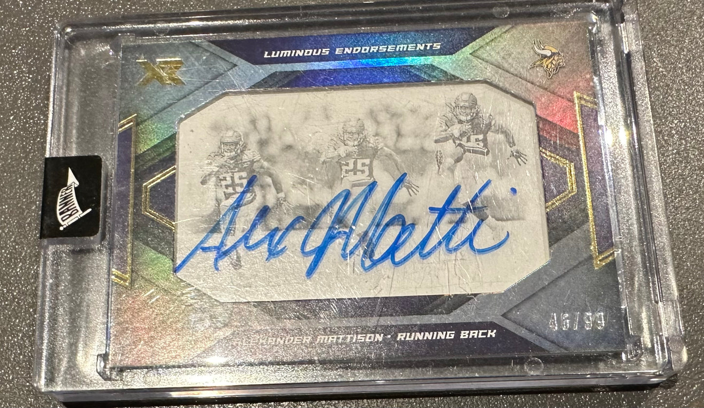 2019 Panini XR Alexander Mattison Luminous Endorsements Autograph #46/99