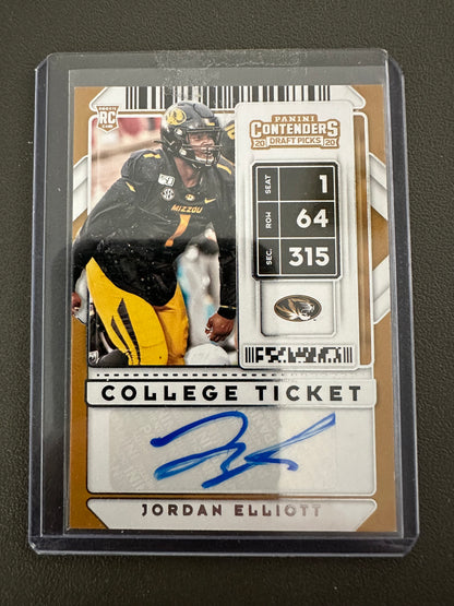 2020 Contenders Draft Picks Jordan Elliott College Ticket RC Rookie Auto #220