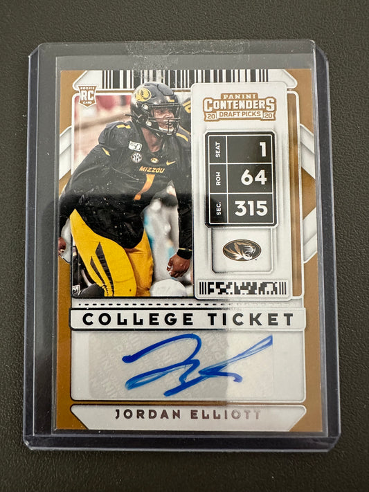 2020 Contenders Draft Picks Jordan Elliott College Ticket RC Rookie Auto #220
