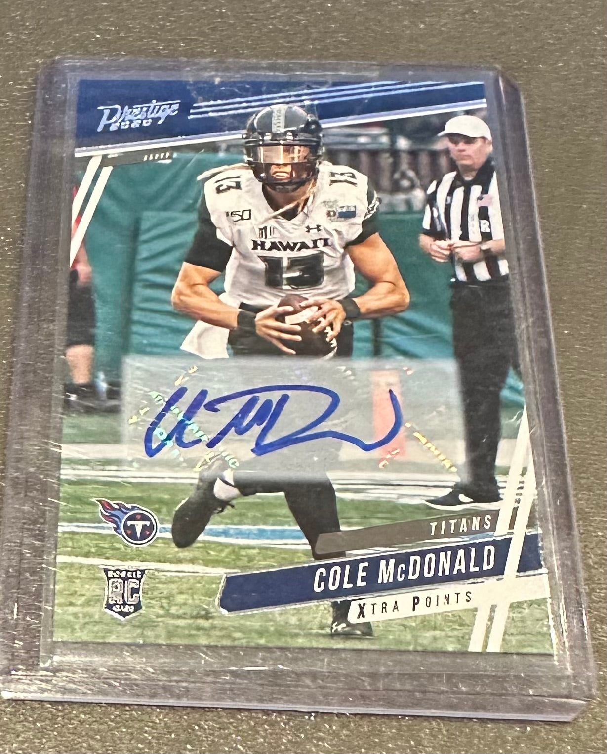 2020 Panini Prestige Xtra Points Auto Cole McDonald RC Hawaii Titans