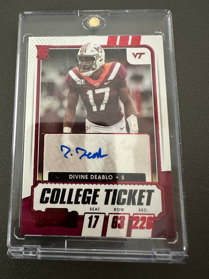 2021 Panini Contenders Draft Picks College Ticket Divine Deablo Rookie Auto RC