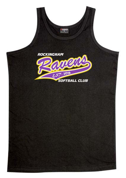 Rockingham Ravens Softball text logo Singlet
