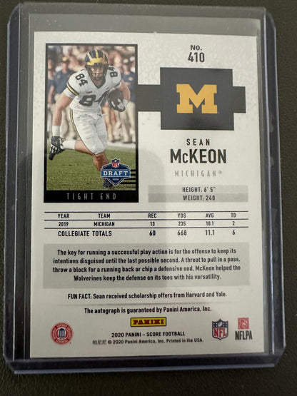 2020 Score RC Sean McKeon Auto