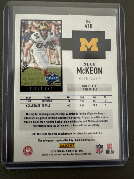 2020 Score RC Sean McKeon Auto