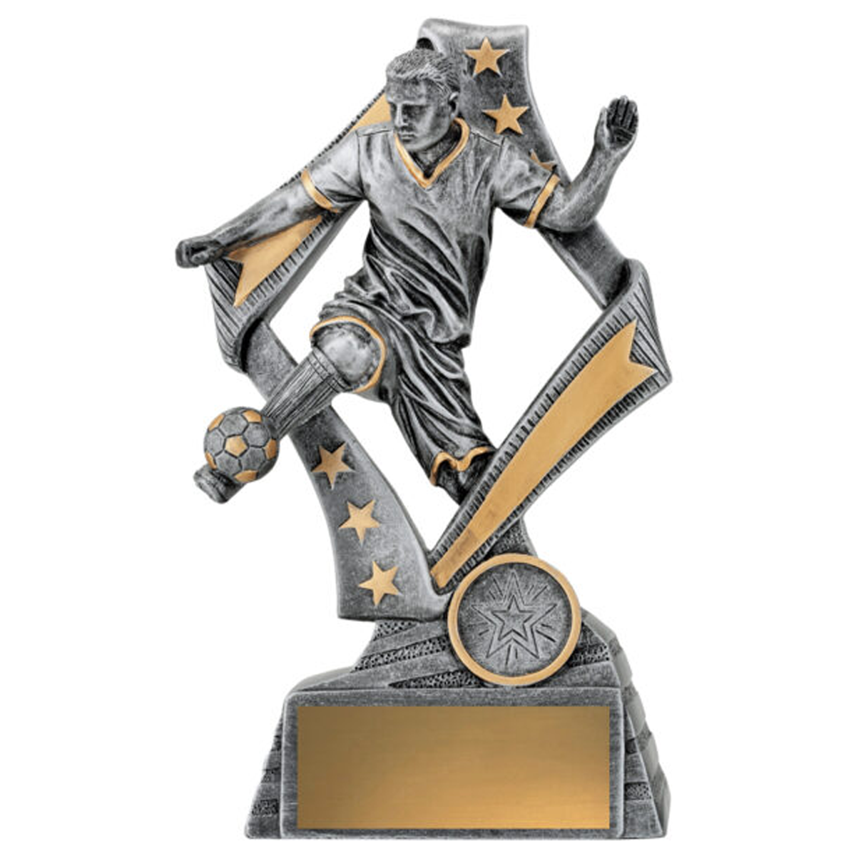 Flag Player Male Trophy Antique Silver 4 sizes