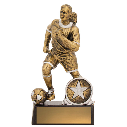 Football Action Female Trophy Antique Gold 3 sizes