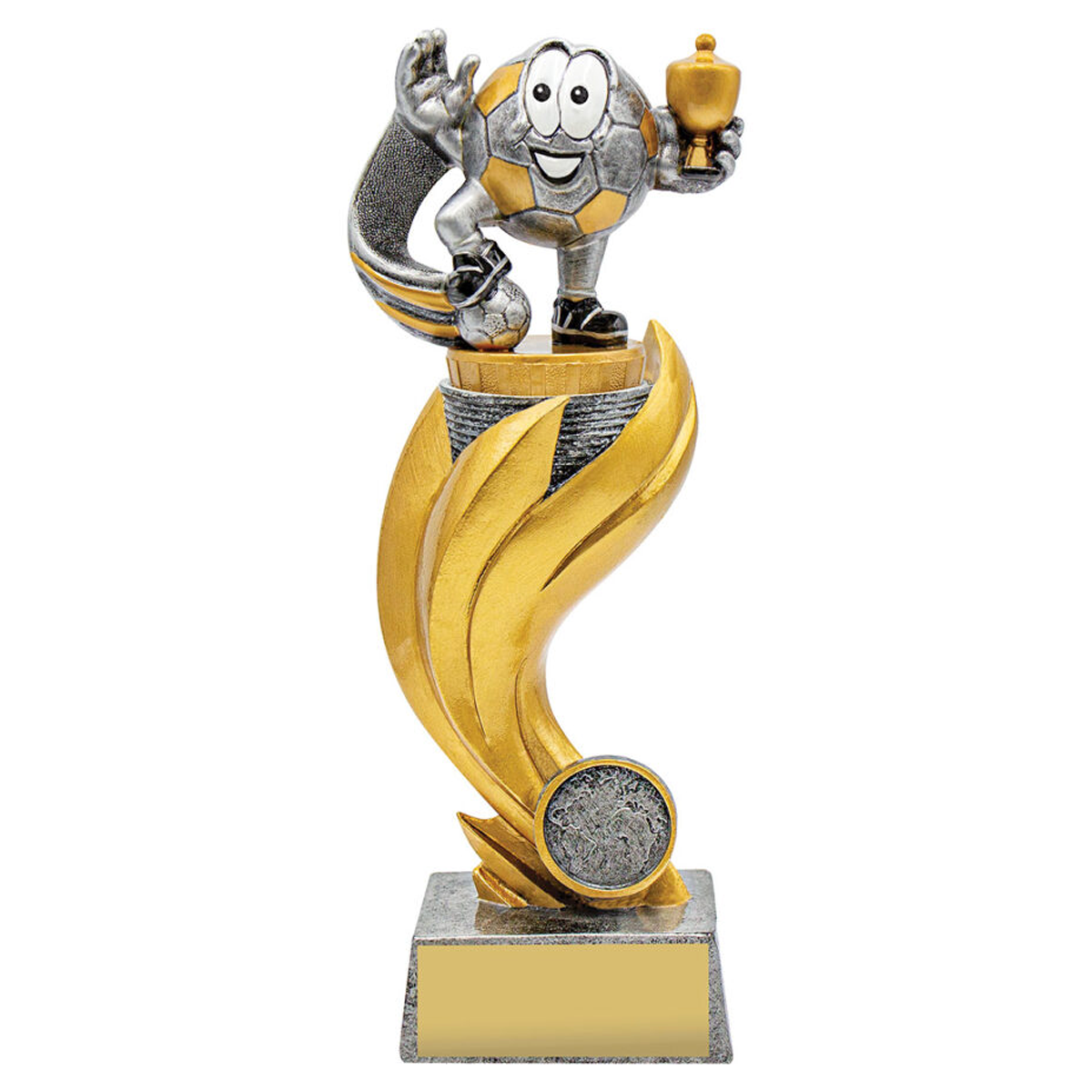Football Character Flame Trophy Antique Silver 3 sizes