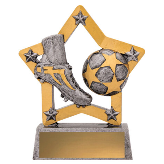 Football Mini Star Trophy Antique Silver 130mm