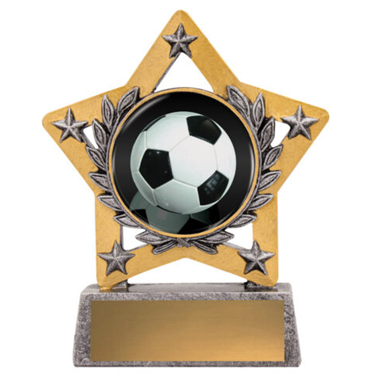Football Mini Star Colour Trophy Antique Silver 130mm