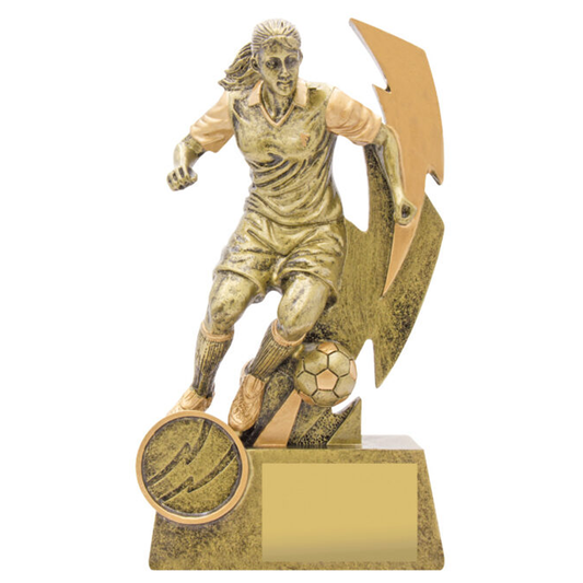Football Shazam Female Trophy Antique Gold 5 Sizes