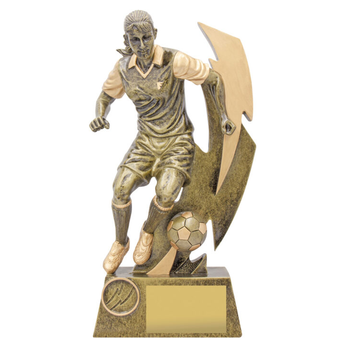 Football Shazam Female Trophy Antique Gold 5 Sizes