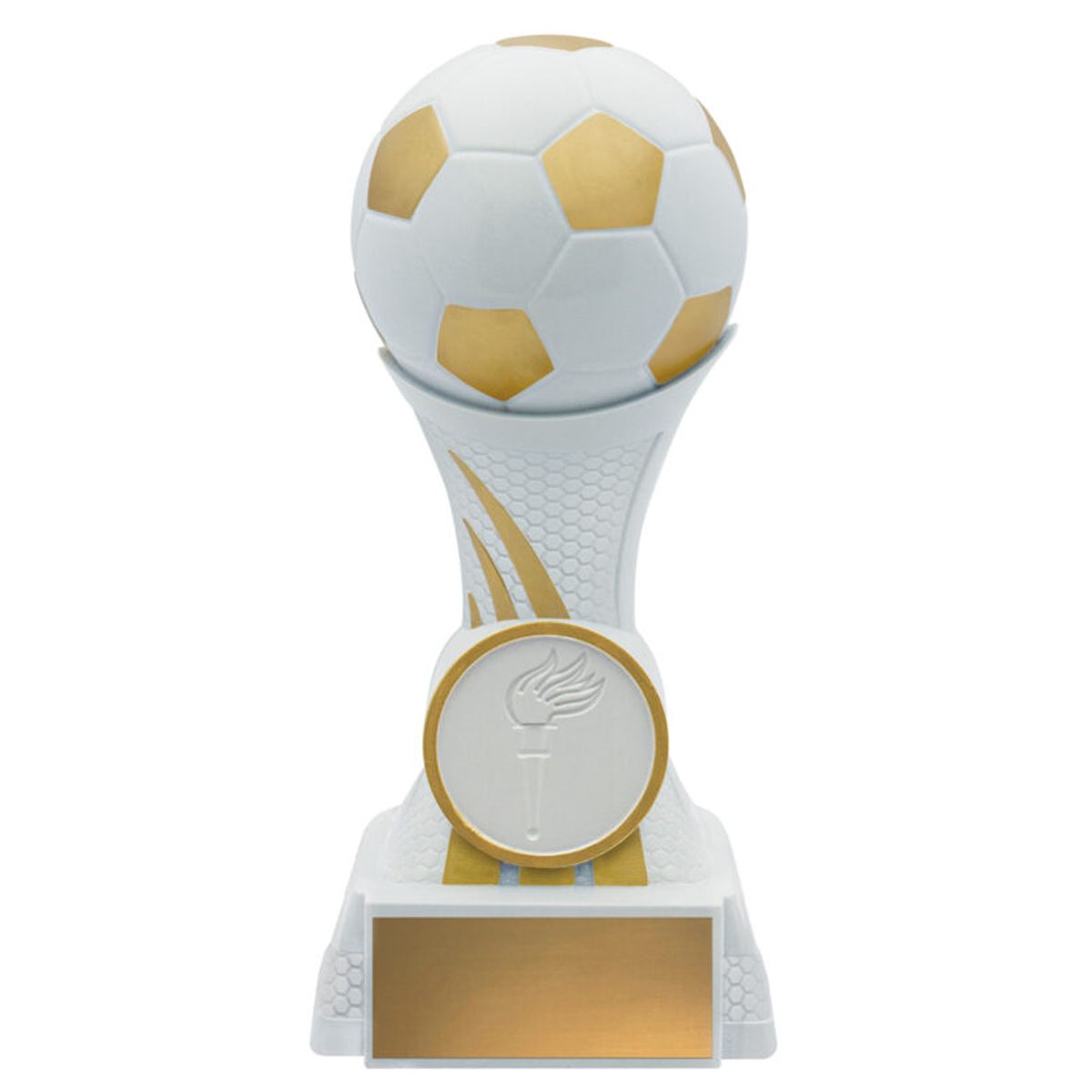Football Ultra Tower White & Gold Trophy 2 Sizes
