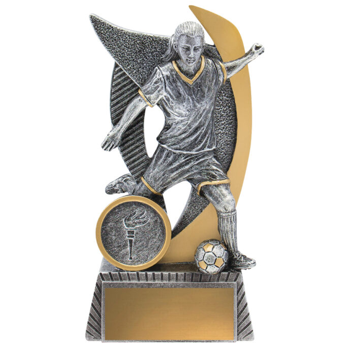 Football Warrior Female Trophy Antique Silver 4 Sizes