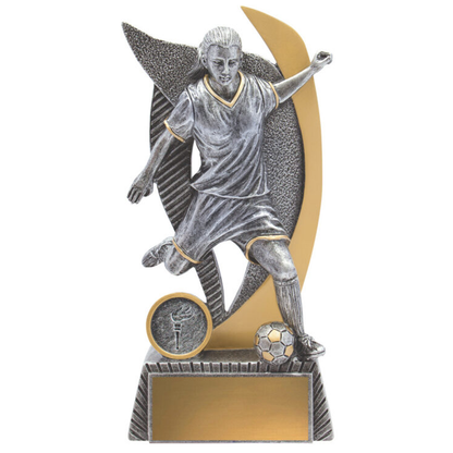 Football Warrior Female Trophy Antique Silver 4 Sizes