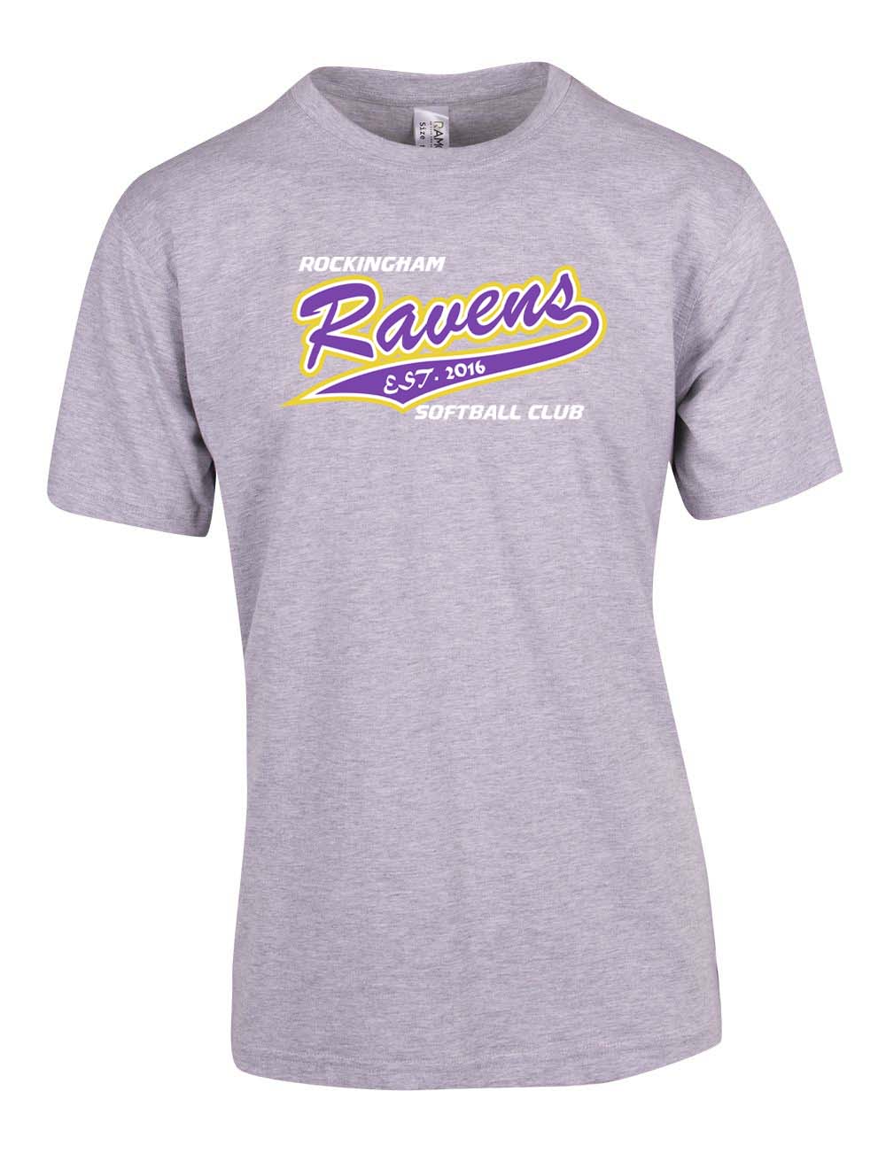 Rockingham Ravens Softball text Logo TShirt American Sport Com Au